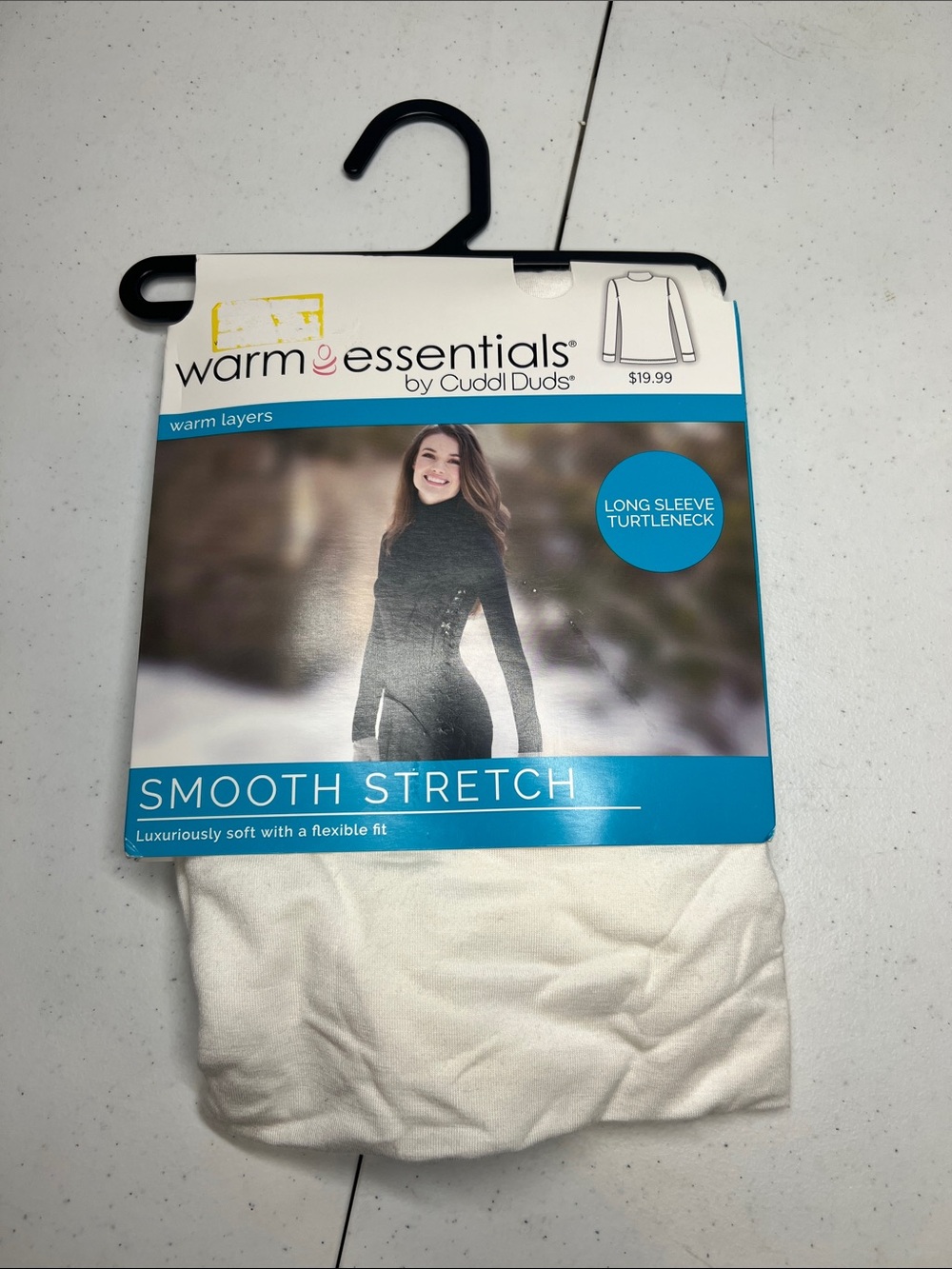Cuddl Duds Smooth Stretch Long Sleeve Turtleneck - White